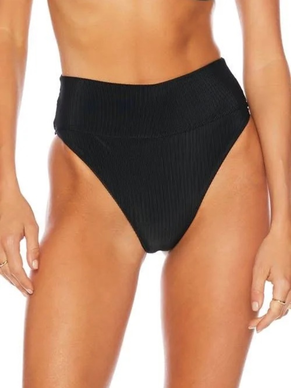 NWT Beach Riot Highway High Waist Bikini Bottom Black Ribbed Swim Bottom XL